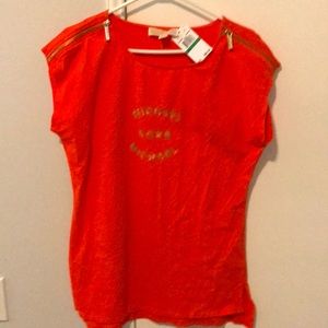 NWT Michael Kors Orange Top w/gold hardware